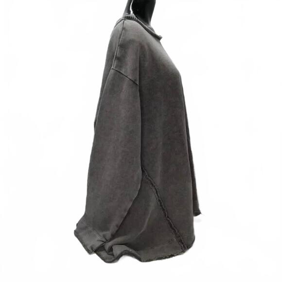 NEW BACI women's knit collar flared sweatshirt in gray